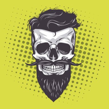 Hipster kafatası Pop Art vektör çizim 