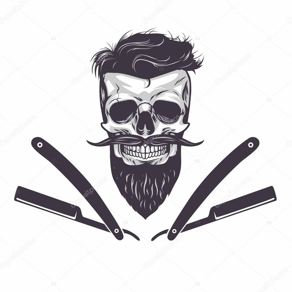Bearded Skull Vector Illustration 