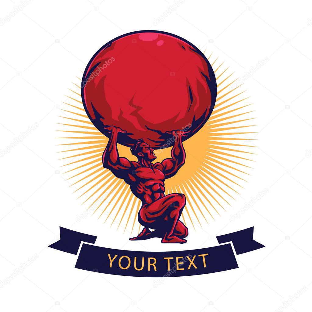 Gym, Fitness, Crossfit, Atlas Titan Logo Template Design Vector Illustration