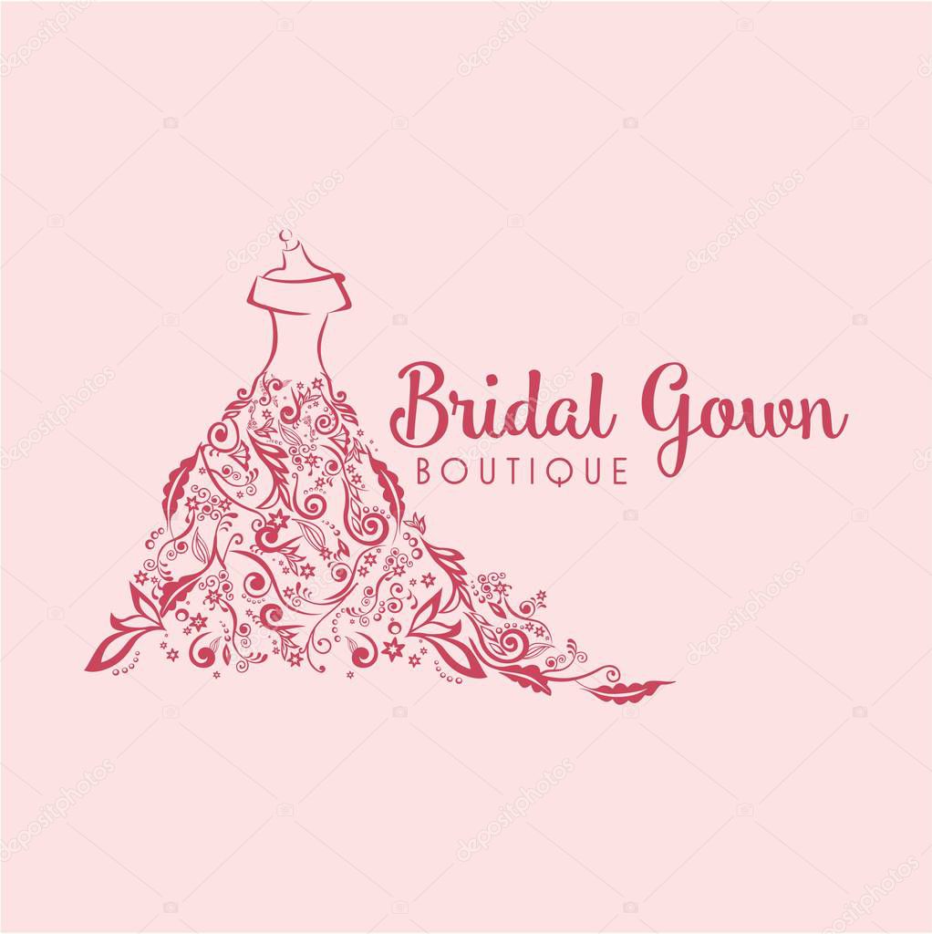 Dress Boutique Bridal Floral Simple Logo Template Illustration Design Vector