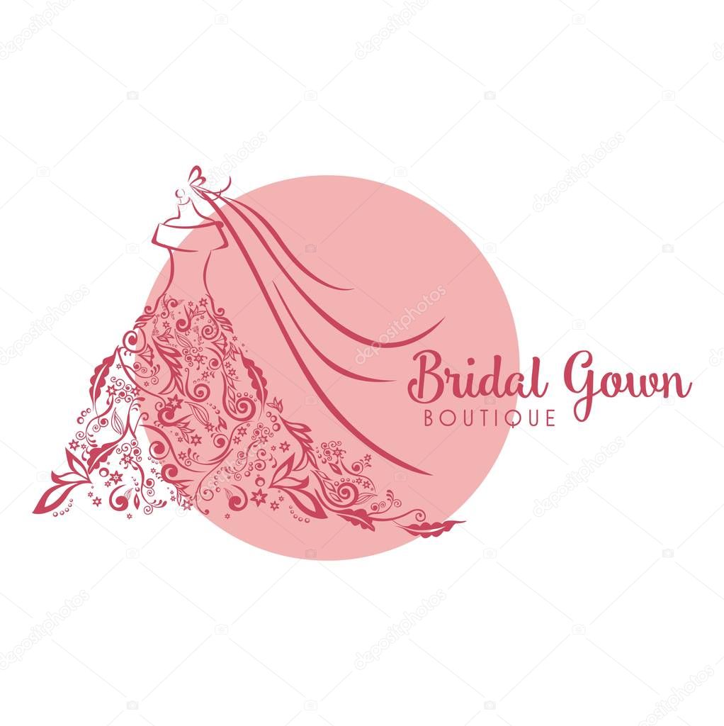 Dress Boutique Bridal Floral Simple Logo Template Illustration Design Vector