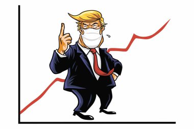 Corona Virüsü Coronavirus Covid-19 Krizi 'nin ortasında Donald Trump Başkanlık Onay Derecesi. Trump Campaign Çizgi Film Vektörü Editör İllüstrasyonu. Washington, 17 Nisan 2020