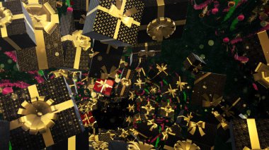 Tatilde reklam ve duvar kağıtları için 3 boyutlu illüstrasyon ve kutlama sahnesi. Dekoratif konseptte 3B canlandırma.