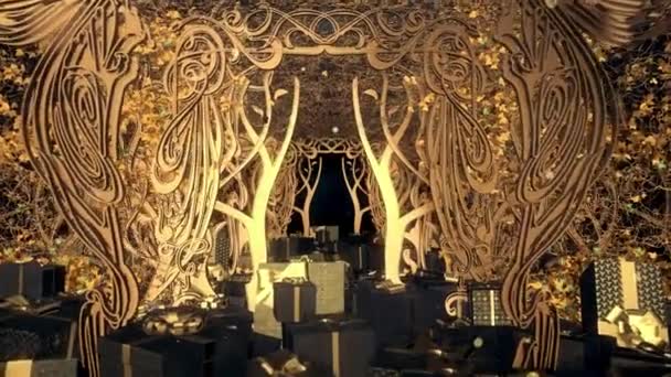 Christmas Art Nouveau Gift Box Vídeo Movimiento Para Películas Celebración — Vídeos de Stock