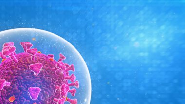 Reklam ve mikrobiyoloji sahnesinde duvar kâğıdı için 3 boyutlu illüstrasyon arka planı. Dekoratif konseptte 3B canlandırma.