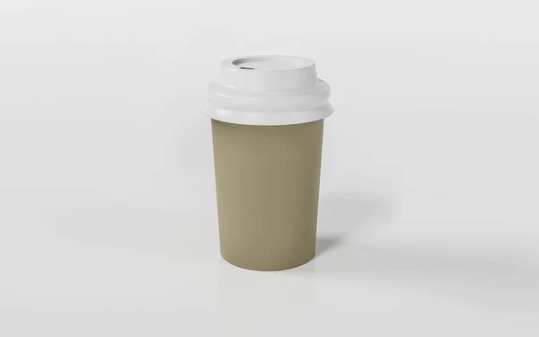 Take-out coffee in brown thermo cup. Isolated on a white background 3d render illustration — Stock Photo, Image