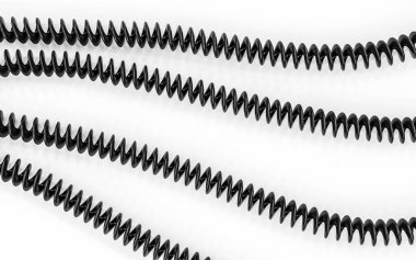 Siyah telefon kabloları, beyaz arkaplanda izole edilmiş 3d görüntüleme