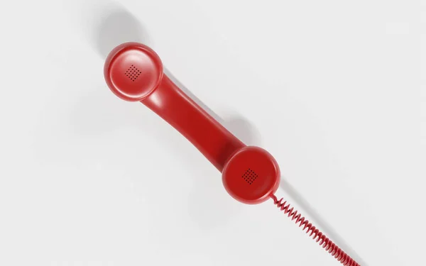 Telefone vermelho auscultador sobre fundo branco 3d renderização ilustração — Fotografia de Stock