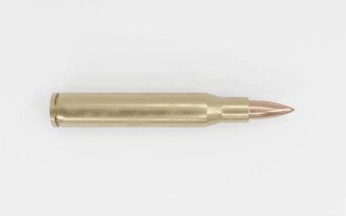 Tüfek mermisi beyaz arkaplanda izole edilmiş 3D çizim