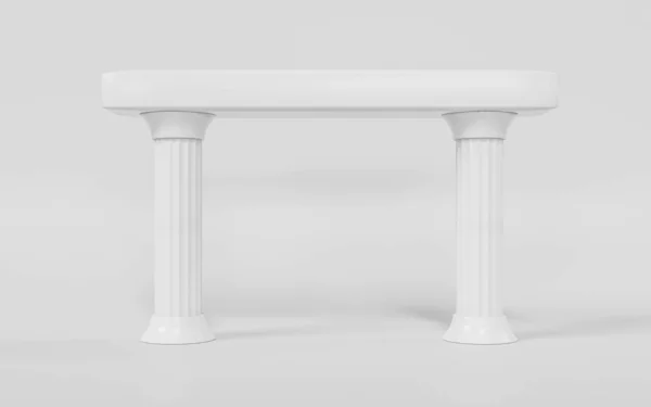 Białe kwadratowe filary oddzielone od białego tła z pustym miejscem do prezentacji produktów lub obiektów 3D ilustracja renderowania — Zdjęcie stockowe