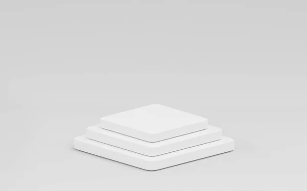 Minimalistic white showcase with empty space in old marble style 3d illustration render — Stock Photo, Image