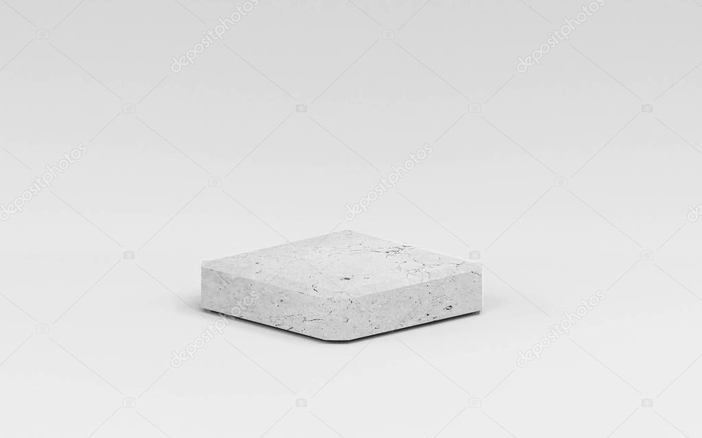 Round minimalistic showcase with marble structure empty space in old marble style 3d illustration render