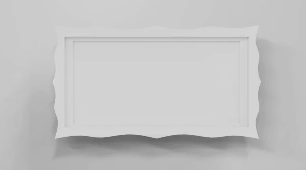 Біла старовинна рамка картини ізольована на білому тлі, що стоїть на землі 3d ілюстрація рендеринга — стокове фото