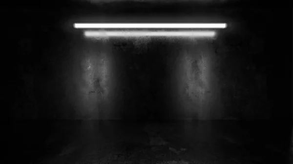 Dunkler unterirdischer Industrial Grunge Kellerraum mit weißem Low-Key-Licht Hintergrund Textur Wand 3D-Render-Illustration — Stockfoto