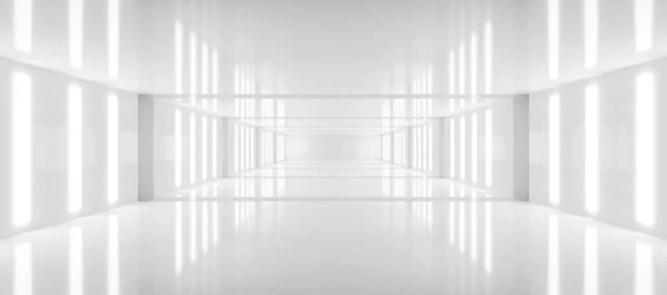 Abstrato branco fundo arquitetura lustroso quarto 3d render ilustração — Fotografia de Stock