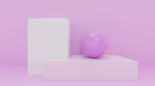 Красочные абстрактные геометрические фигуры. розовый цвет кубики и шарики 3D иллюстрации рендеринг . — стоковое фото