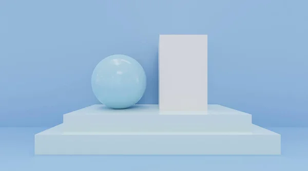 Красочные абстрактные геометрические фигуры. голубые цветные кубики и шары 3D иллюстрация рендеринга . — стоковое фото