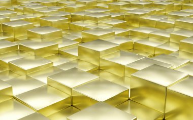 soyut altın modern mimari arkaplan beyaz küp 3d resimleme