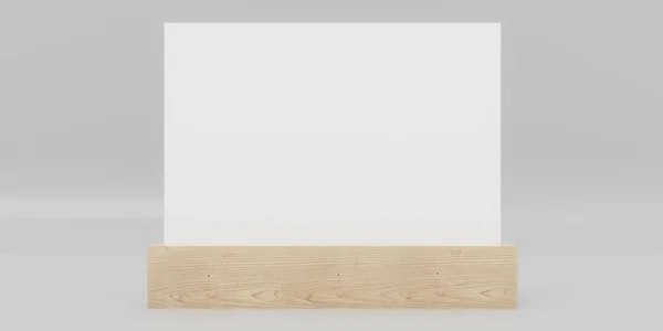 Σηκωθείτε mock up κενό κενό κάρτα με ξύλινα στηρίγματα με χώρο για το περιεχόμενό σας 3d εικονογράφηση καθιστούν — Φωτογραφία Αρχείου