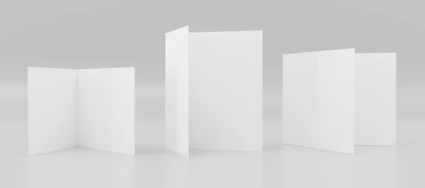 Vários stand up simulam papelão vazio dobrado com espaço para o seu conteúdo ilustração 3d renderizar — Fotografia de Stock
