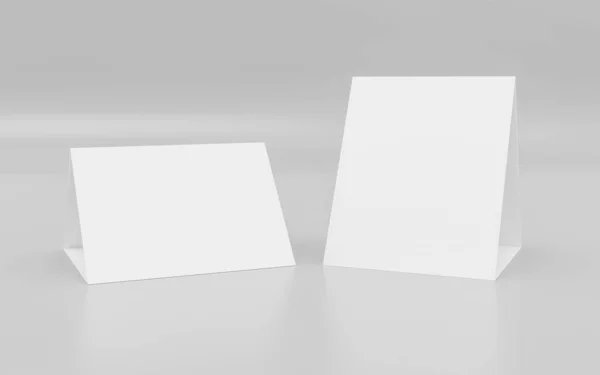 Wstań makiety puste puste kartony złożone z miejsca na treści 3D ilustracji renderowania — Zdjęcie stockowe