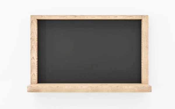 Blanco schoolbord, houten lijst - leeg schoolbord geïsoleerd op witte achtergrond 3D illustratie renderen — Stockfoto