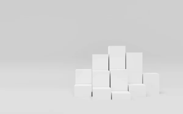 Abstacto blanco moderno fondo de arquitectura con cubos blancos 3d ilustración render — Foto de Stock