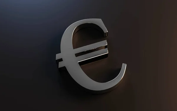 Krom bir Euro işareti koyu arkaplan 3D resimleme izole — Stok fotoğraf