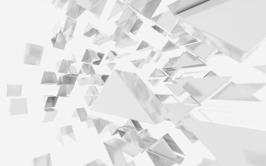 Uçan beyaz üçgenlerden oluşan soyut duvar kâğıdı çizimi