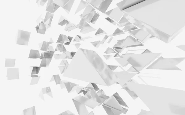 Abstract wallpaper, consisting of flying white triangles 3d render illustration — Stock Photo, Image