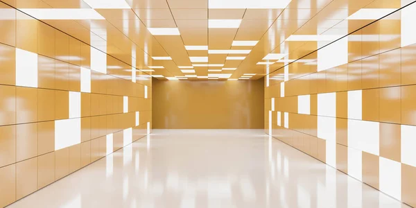 Abstract orange hallway interior background empty room with random lighting 3d render illustration — Stock Photo, Image