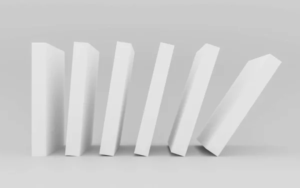 Falling white column blocks abstract domino concept 3d render illustration — 스톡 사진