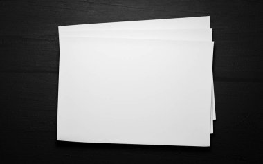 boş boş yatay sayfaları koyu ahşap arkaplan üzerinde izole tasarım 3d illüstrasyon canlandırıcı değiştirmek için