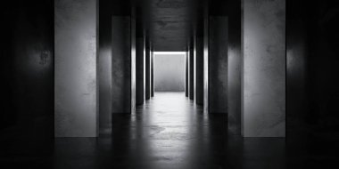 Gündüz hafif endüstriyel grunge beton arka plan 3D çizim ile yeraltı beton bodrum