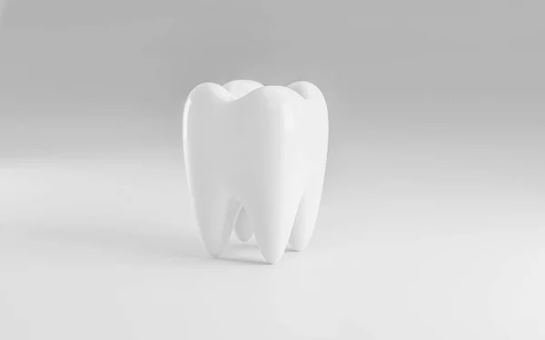 White healthy Tooth isolated on white background with copy space 3d illustration render — Stock Photo, Image
