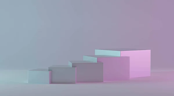 Esferas de bolas abstractas modernas futuristas con textura de fondo de iluminación azul neón y magenta. brillante telón de fondo 3d render ilustración — Foto de Stock