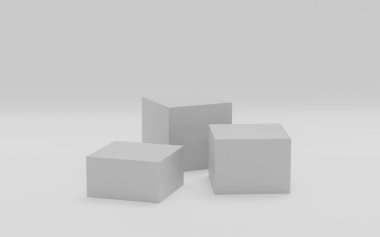 Soyut modern fütüristik kutu küpleri arkaplan 3d resimleme boş kopya alanı ile