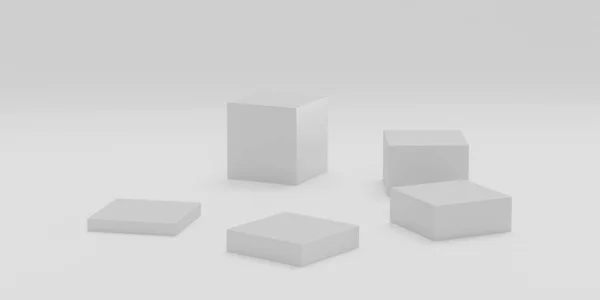 Cajas futuristas modernas abstractas cubos fondo 3d render ilustración con espacio vacío de copia en blanco — Foto de Stock