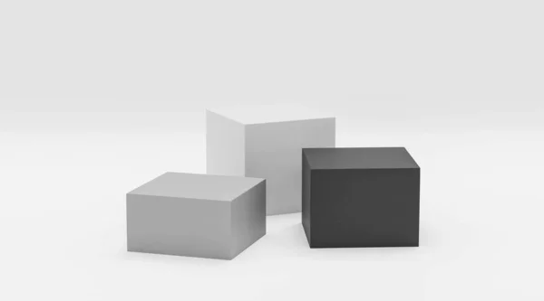 Αφηρημένη σύγχρονη φουτουριστικό κουτιά κύβους φόντο 3d καθιστούν εικονογράφηση με κενό κενό χώρο αντίγραφο — Φωτογραφία Αρχείου