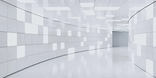 Abstract white futuristic modern underground hallway hall 3d render illustration — Φωτογραφία Αρχείου