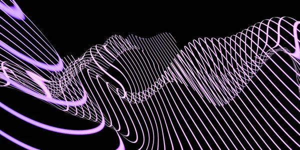 Antecedentes abstractos del concepto de tecnología de la ciencia futurista moderna. onda digital de brillante marco de alambre rosa 3d renderizado ilustración —  Fotos de Stock