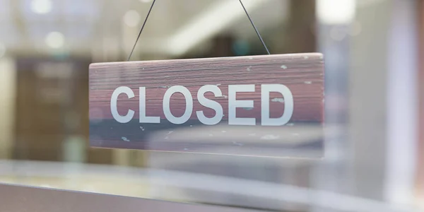 Oranžová Uzavřená Značka Obchod Sklo Shop Dveře Zavřené Bankrot Koncept — Stock fotografie