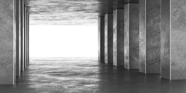 Soyut modern fütüristik mimari ve kentsel zemin kat arka planında tasarımınız ya da ürün serginiz için boş boşluklu yapay ışıklandırma. Gri ton resmi