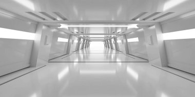 Gündüz aydınlatmalı beyaz koridor tüneli modern arka plan