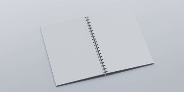 Beyaz masadaki boş not defterini aç. İçerik 3D çizim resimlemenizi eklemek için boşluk bırak.