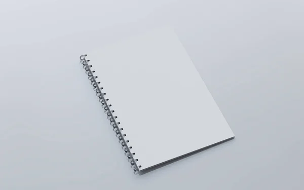 Libro di note bianche su scrivania bianca spazio di copia vuoto vuoto per aggiungere il contenuto illustrazione di rendering 3d — Foto Stock