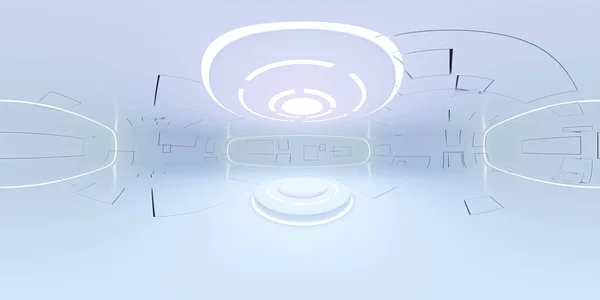 Vollständige 360 Grad Panorama Hdri Des Modernen Futuristischen Weißen Gebäude — Stockfoto