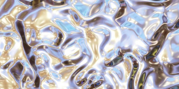 Soyut Mavi Sıvısı Parlak Metalik Ayna Yüzeyi Gökyüzü Güneş Yansımaları — Stok fotoğraf