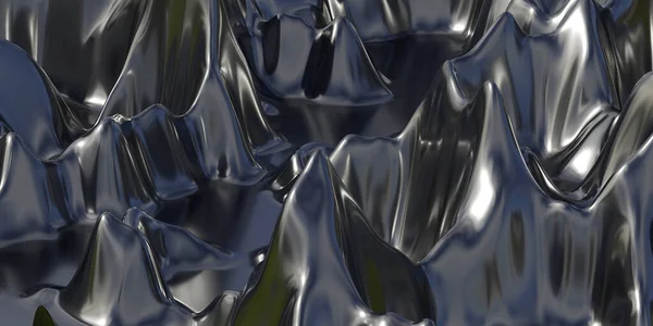 Soyut Metal Siyah Sıvı Sıvı Parlak Metalik Ayna Yüzeyi Gökyüzü — Stok fotoğraf