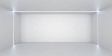 Modern fütürist teknoloji beyaz duvar arka plan küp tasarımı beyaz arkaplan